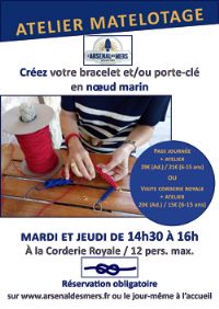 Atelier Matelotage. Du 6 juillet au 26 août 2021 à rochefort. Charente-Maritime.  14H30